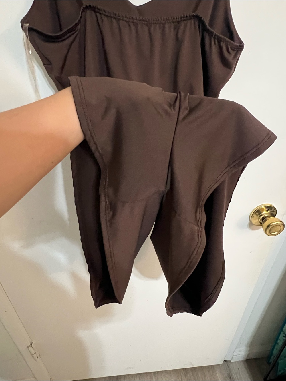 Women's Brown V-Neck Casual Shorts - Picture 4 of 5